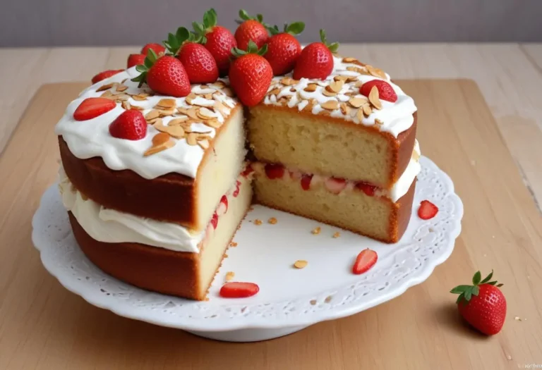 Cake aux fraises, aux amandes et au miel