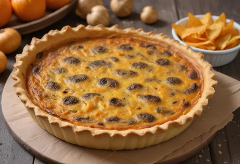 Quiche aux champignons et ses chips de potimarron