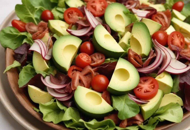 Salade aux oignons rouges et aux avocats