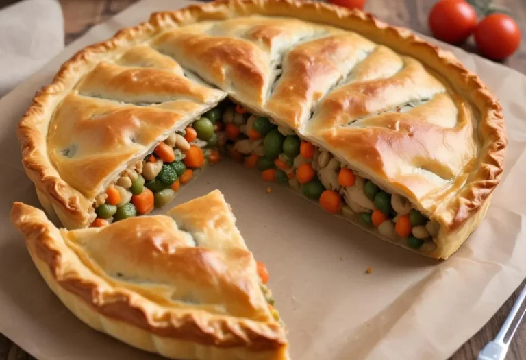 Tourte feuilletée aux légumes et au poulet